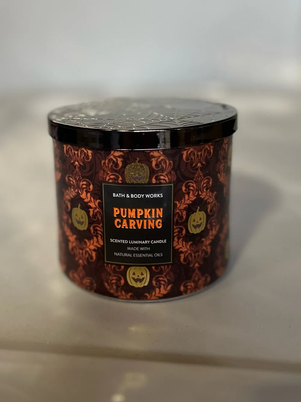 Bath & Body Works Pumpkin Carving Scented Luminary Candle - Orange & Black